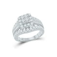 thumbnail image 1 of 14kt White Gold Princess Diamond Cluster Bridal Wedding Engagement Ring 2 Cttw, 1 of 1