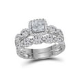 thumbnail image 1 of 14kt White Gold Princess Diamond Halo Bridal Wedding Ring Band Set 1 Cttw, 1 of 4