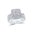 thumbnail image 1 of 14kt White Gold Princess Diamond Square Bridal Wedding Ring Band Set 1-7/8 Cttw, 1 of 1
