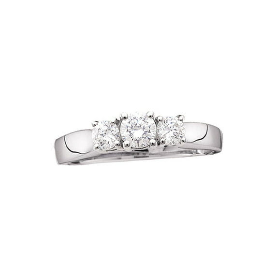 14kt White Gold Round Diamond 3-stone Bridal Wedding Engagement Ring 1/4 Cttw