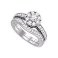 thumbnail image 1 of 14kt White Gold Round Diamond Bridal Wedding Ring Band Set 1 Cttw, 1 of 1