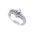 thumbnail image 1 of 14kt White Gold Round Diamond Chevron Bridal Wedding Ring Band Set 1/2 Cttw, 1 of 1