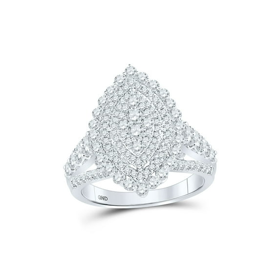 14kt White Gold Round Diamond Cluster Bridal Wedding Engagement Ring 1-3/4 Cttw