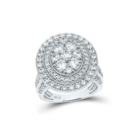 14kt White Gold Round Diamond Cluster Bridal Wedding Engagement Ring 3 Cttw