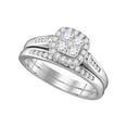 thumbnail image 1 of 14kt White Gold Round Diamond Cluster Bridal Wedding Ring Band Set 1/2 Cttw, 1 of 1