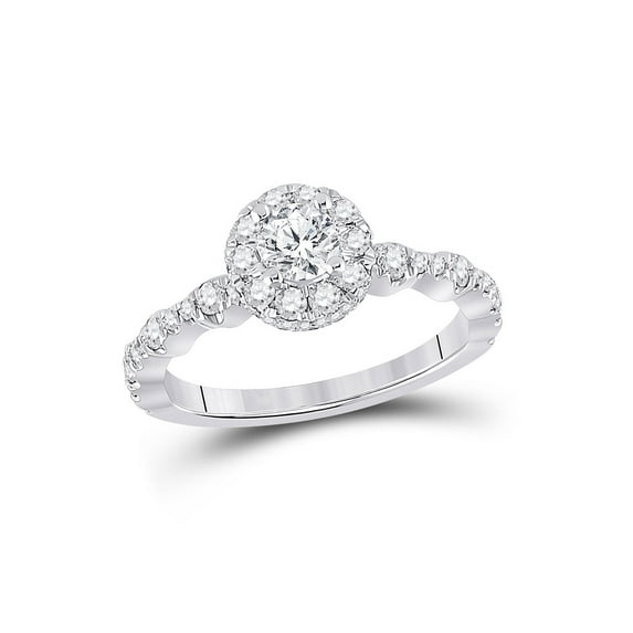 14kt White Gold Round Diamond Halo Bridal Wedding Engagement Ring 1 Cttw