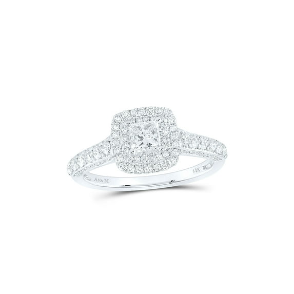 14kt White Gold Round Diamond Halo Bridal Wedding Engagement Ring 1 Cttw