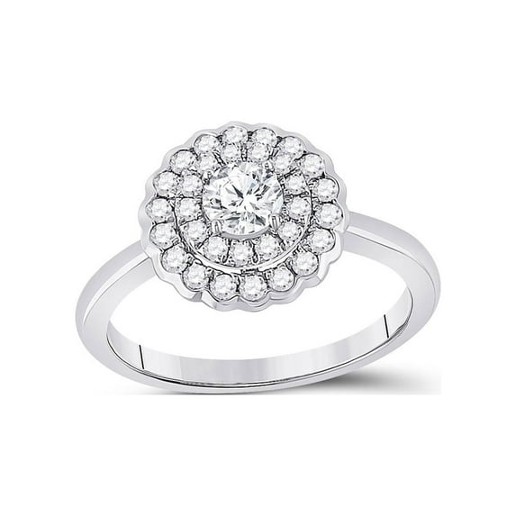 14kt White Gold Round Diamond Halo Bridal Wedding Engagement Ring 3/4 Cttw