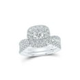 thumbnail image 1 of 14kt White Gold Round Diamond Halo Bridal Wedding Ring Band Set 1-1/2 Cttw, 1 of 1