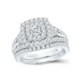 thumbnail image 1 of 14kt White Gold Round Diamond Halo Bridal Wedding Ring Band Set 1-7/8 Cttw, 1 of 1