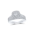 thumbnail image 1 of 14kt White Gold Round Diamond Halo Bridal Wedding Ring Band Set 1 Cttw, 1 of 1