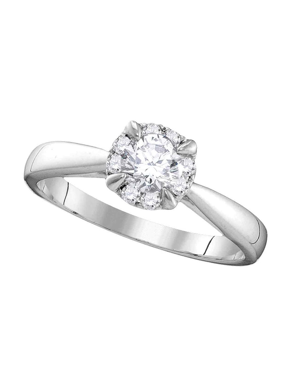 14kt White Gold Round Diamond Solitaire Bridal Wedding Engagement Ring ...