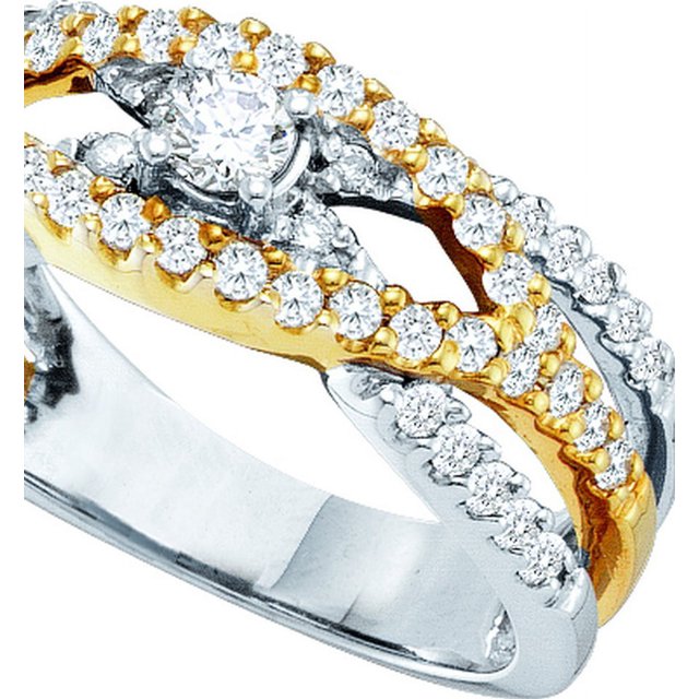 14kt White Gold Round Diamond Solitaire Two Tone Bridal Wedding