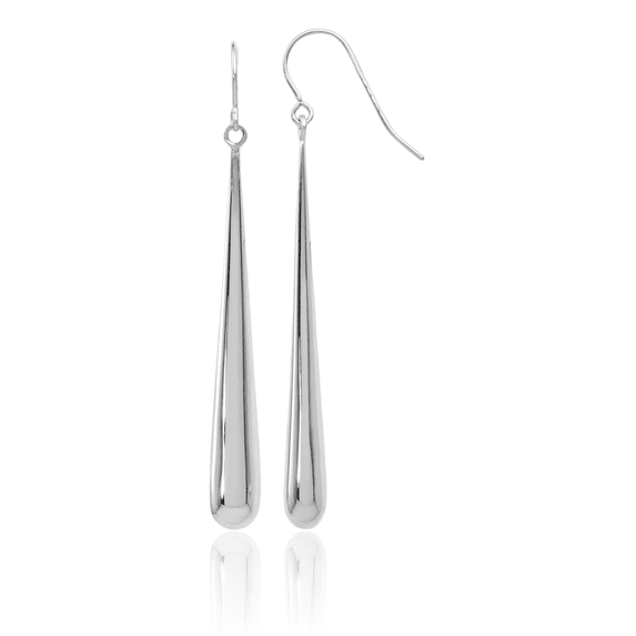 14K Solid White Gold Drop Dangle Earrings