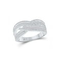 thumbnail image 1 of 14kt White Gold Womens Baguette Diamond Crossover Cocktail Ring 3/4 Cttw, 1 of 1