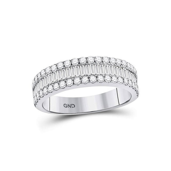 14kt White Gold Womens Baguette Diamond Fashion Anniversary Ring 1 Cttw