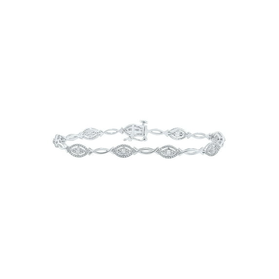 Mia Diamonds 14kt White Gold Womens Baguette Diamond Fashion Bracelet 1 Cttw