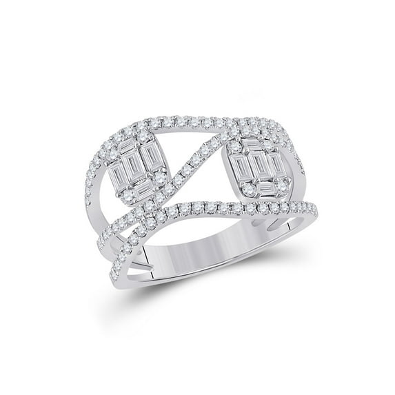14kt White Gold Womens Baguette Diamond Fashion Ring 1 Cttw