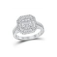 thumbnail image 1 of 14kt White Gold Womens Baguette Diamond Octagon Cluster Ring 1/2 Cttw, 1 of 1
