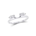 thumbnail image 1 of 14kt White Gold Womens Baguette Diamond Ring Guard Wrap Solitaire Enhancer 1/5 Cttw, 1 of 1