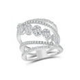 thumbnail image 1 of 14kt White Gold Womens Baguette Diamond Spiral Cluster Fashion Ring 1-3/8 Cttw, 1 of 1