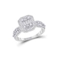 thumbnail image 1 of Mia Diamonds 14kt White Gold Womens Baguette Diamond Square Cluster Ring 7/8 Cttw, 1 of 1