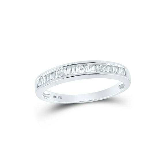 14kt White Gold Womens Baguette Diamond Wedding Band 1/4 Cttw