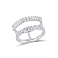 thumbnail image 1 of 14kt White Gold Womens Baguette Round Diamond Modern Negative Space Ring 5/8 Cttw, 1 of 1