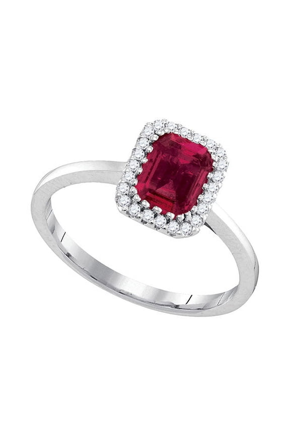 14kt White Gold Womens Cushion Ruby Solitaire Rectangle Frame Diamond Ring 1.00 Cttw