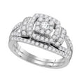 thumbnail image 1 of 14kt White Gold Womens Diamond Framed Cluster Bridal Wedding Engagement Ring Band Set 1.00 Cttw, 1 of 1