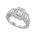 thumbnail image 1 of 14kt White Gold Womens Emerald Diamond 3-stone Bridal Wedding Engagement Ring 2.00 Cttw, 1 of 1