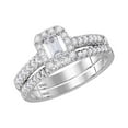 thumbnail image 1 of 14kt White Gold Womens Emerald Diamond Bridal Wedding Engagement Ring Band Set 1.00 Cttw, 1 of 1