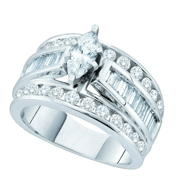 14kt White Gold Womens Marquise Diamond Solitaire Bridal Wedding Engagement Ring 1.00 Cttw