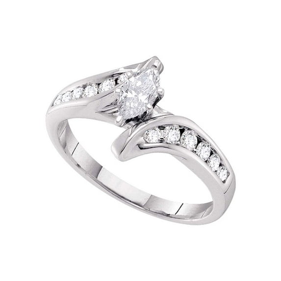 14kt White Gold Womens Marquise Diamond Solitaire Bridal Wedding Engagement Ring 5/8 Cttw