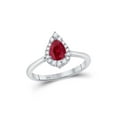 thumbnail image 1 of 14kt White Gold Womens Pear Ruby Diamond Halo Fashion Ring 3/4 Cttw, 1 of 1