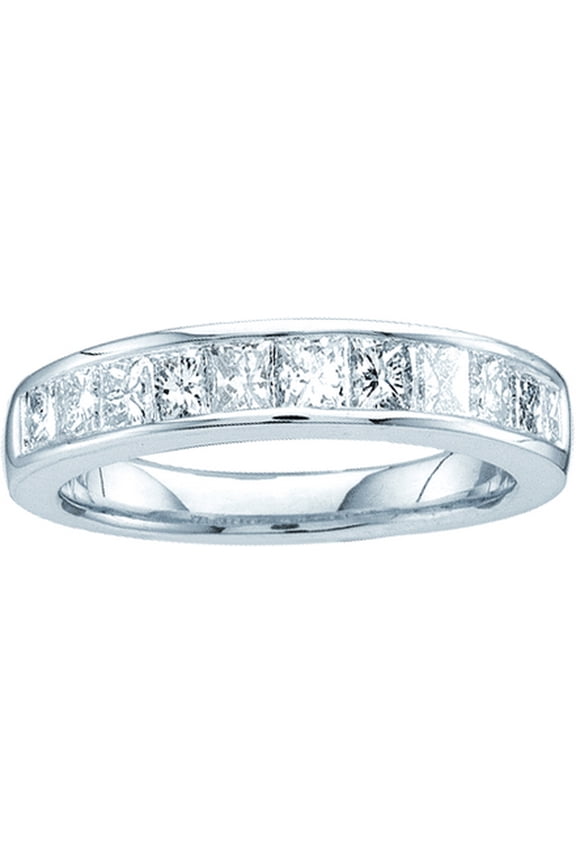14kt White Gold Womens Princess Channel-set Diamond 3mm Single Row Wedding Band 1/2 Cttw