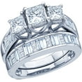 thumbnail image 1 of 14kt White Gold Womens Princess Diamond 3-Stone Bridal Wedding Engagement Ring Band Set 2.00 Cttw, 1 of 2