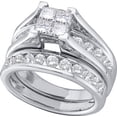 thumbnail image 1 of 14kt White Gold Womens Princess Diamond Bridal Wedding Engagement Ring Band Set 1-1/2 Cttw, 1 of 1