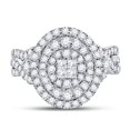 thumbnail image 1 of 14kt White Gold Womens Princess Diamond Bridal Wedding Engagement Ring Band Set 1-1/4 Cttw, 1 of 4