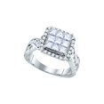 thumbnail image 1 of 14kt White Gold Womens Princess Diamond Cluster Bridal Wedding Engagement Ring 1-5/8 Cttw, 1 of 1