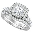 thumbnail image 1 of 14kt White Gold Womens Princess Diamond Double Halo Bridal Wedding Engagement Ring Band Set 1-1/2 Cttw (Certified), 1 of 1