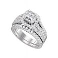 thumbnail image 1 of 14kt White Gold Womens Princess Diamond Elevated Bridal Wedding Engagement Ring Band Set 1-1/5 Cttw, 1 of 1