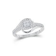 thumbnail image 1 of 14kt White Gold Womens Princess Diamond Halo Square Ring 3/8 Cttw, 1 of 1