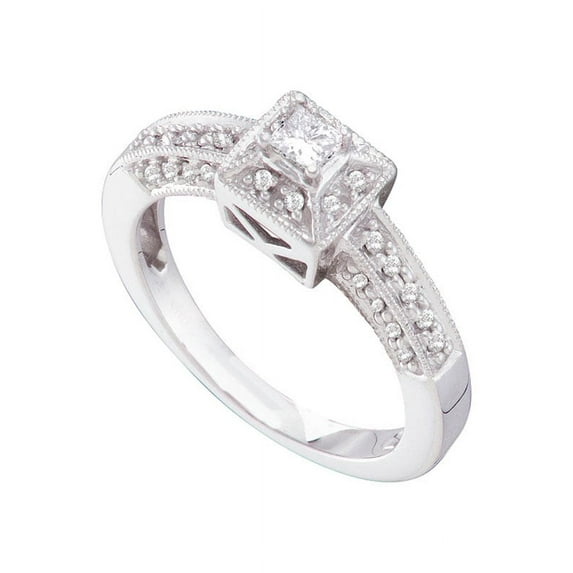 14kt White Gold Womens Princess Diamond Solitaire Bridal Wedding Engagement Ring 1/3 Cttw