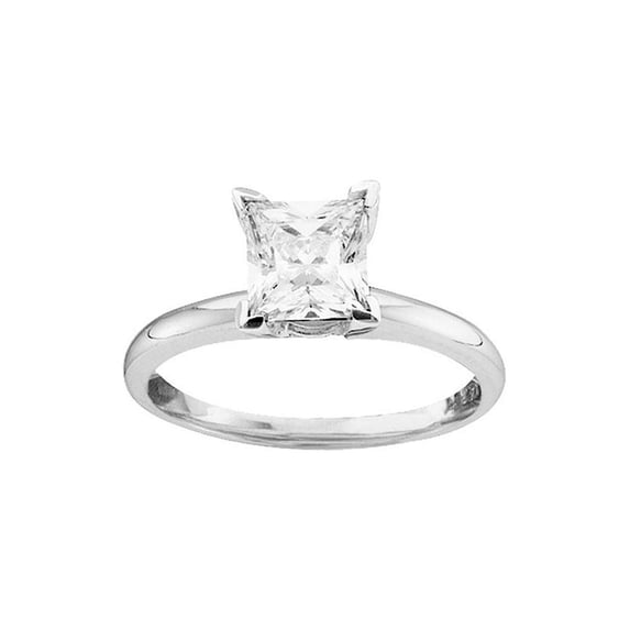 14kt White Gold Womens Princess Diamond Solitaire Bridal Wedding Engagement Ring 1/6 Cttw