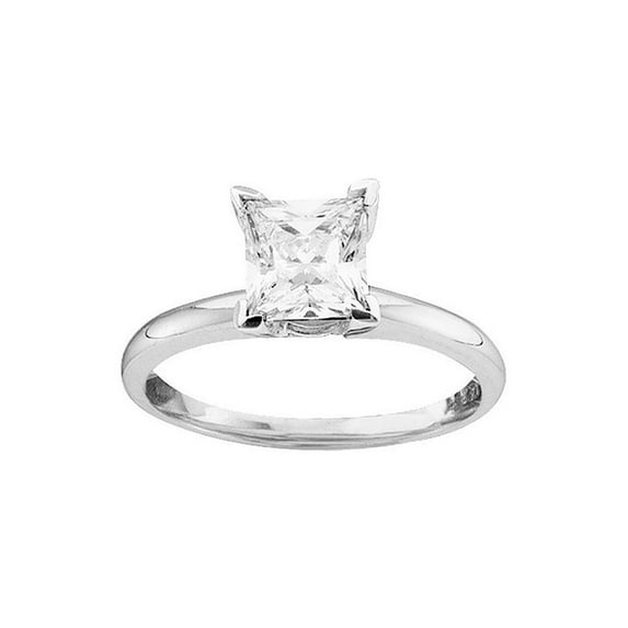 14kt White Gold Womens Princess Diamond Solitaire Bridal Wedding Engagement Ring 7/8 Cttw