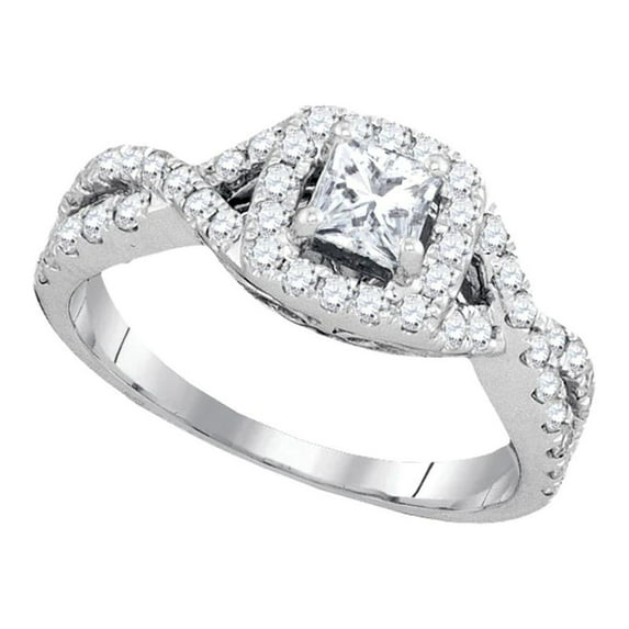 14kt White Gold Womens Princess Diamond Solitaire Twist Bridal Wedding Engagement Ring 1.00 Cttw 93829
