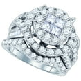thumbnail image 1 of 14kt White Gold Womens Princess Round Diamond Soleil Bridal Wedding Engagement Ring Band Set 3.00 Cttw, 1 of 1