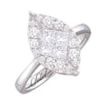 thumbnail image 1 of 14kt White Gold Womens Princess Round Diamond Soleil Marquise-shape Cluster Bridal Wedding Engagement Ring 1/2 Cttw, 1 of 1