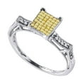 thumbnail image 1 of 14kt White Gold Womens Princess Yellow Color Enhanced Diamond Fashion Ring 1/3 Cttw, 1 of 1